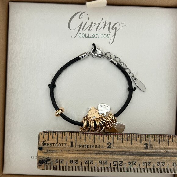 DEMDACO Gold & Silver Tones OS Fits Most Leather and Metal Charm Bracelet Hearts - Picture 3 of 6